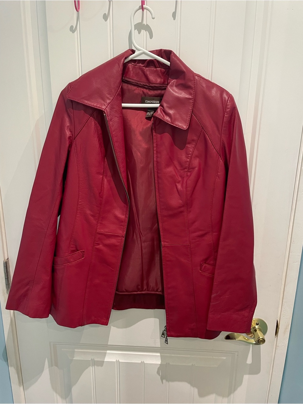 Danier Red Leather Zip-Front Jacket vintage